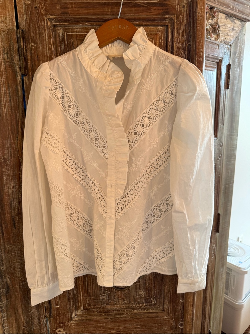Sezane Chlo top cotton white ruffle size 34